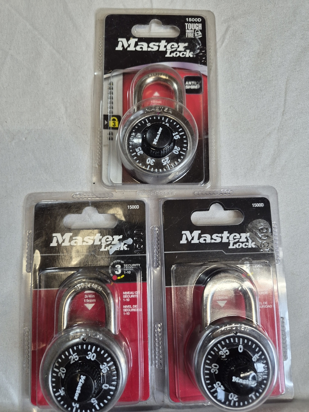 Master Lock Black Dial Combination Padlocks - 3 Pack
